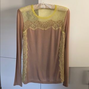 BCBG Modal Lace Trimmed Top